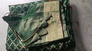 Green Floral Embroidered Saree