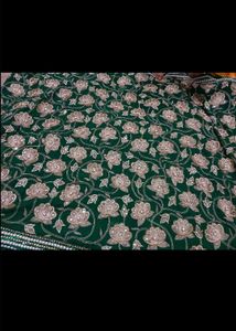 Emerald Green Embroidered Saree