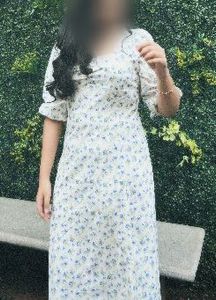 Cute Floral Print Midi Dress
