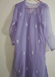 Lavender Chikankari Kurta,         Size- XXL