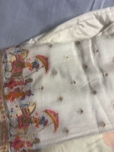off White Kurta Set with Rainbow Detail