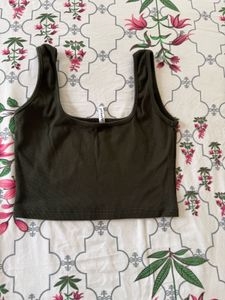 Ribbed Square Neck Crop Tank Top