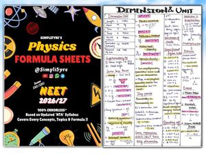 Physics Formula Sheets for NEET 2026/27