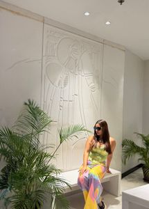 Colorful Abstract Print Wide Leg Pants