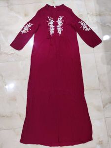 Embroidered Maroon Maxi Dress