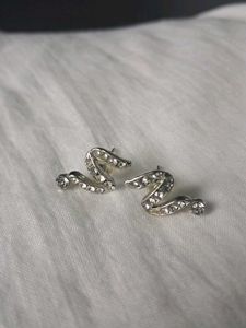 Sparkling Snake Design Stud Earrings