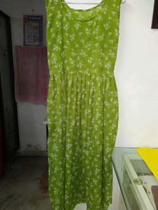 Green Floral Print Sleeveless Dress