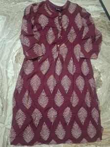 Maroon Printed Kurta