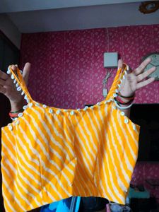 Vibrant Yellow Leheriya Skirt