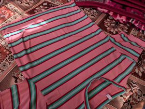 Pink Striped Casual T-Shirt