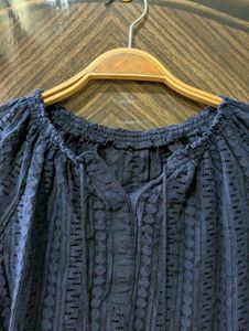 Navy Blue Lace Top