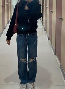 Distressed Blue Denim Jeans