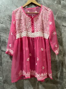 Elegant Pink Chikankari Kurta