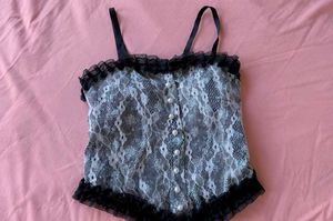 Lace Corset Top with Pearl Details