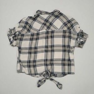 Plaid Tie-Front Top
