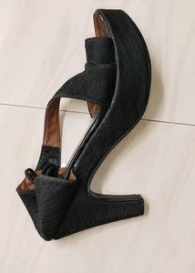 Unique Black Wedge Heels