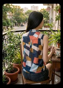 Geometric Print Sleeveless Top