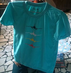 Cool Teal T-Shirt with Jet Print