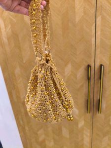 Handmade Elegant Gold Beaded Potli Bag