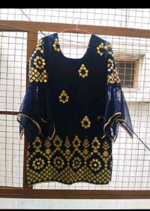 Gold Foil Embroidery Sharara Set