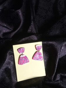 Funky Pink Marble Dangle Earrings