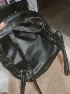 Black Faux Leather Backpack