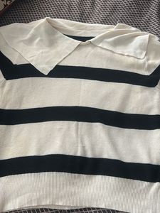 Striped Sweater with Peter Pan Collar