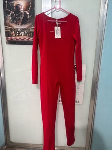 Red Newme Long Sleeve Jumpsuit With