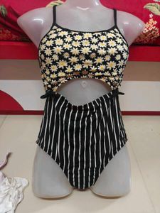 Daisy Print &amp; Stripe One-Piece Swimsuit