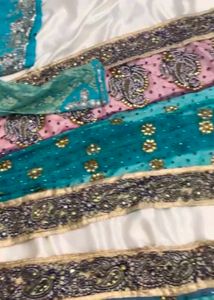 Gorgeous Teal &amp; Pink saree with readymade blouse