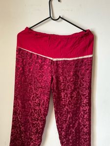 Elegant Maroon Brocade Palazzos