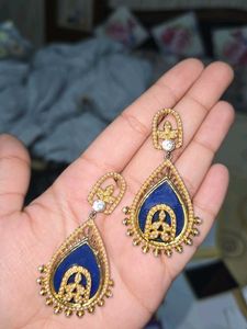 VINTAGE ANTIQUE EARRINGS BLUE