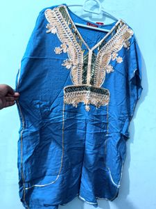 Blue Embellished Kaftan Kurta