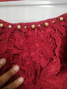 Red Lace Off-Shoulder Dress...