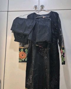 Elegant Black Sequined Kurta Set