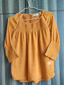 Orange Smocked Blouse - Size M