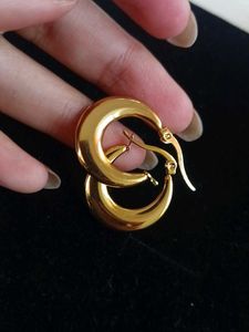 Elegant Gold  Stainless Steel Hoop Earrings