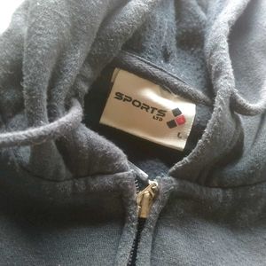 Striped Sleeve Zip-Up Hoodie