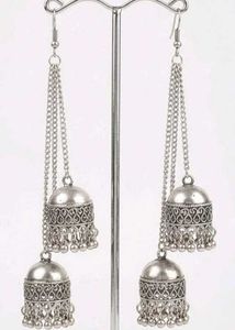 Elegant Silver Tone Jhumka Earrings