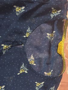 Chic Navy Blue Printed Anarkali kurta
