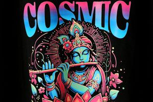 Lord Krishna Cosmic Melodies Printed Tshirt