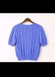 Purple Knit Short Sleeve Top
