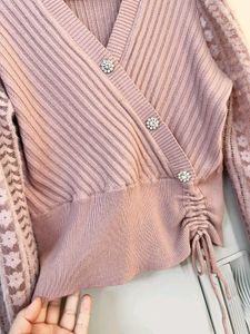 Pink Knitted Wrap Top