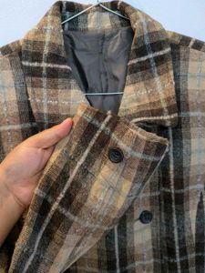 Tweed Plaid Double-Breasted Jacket