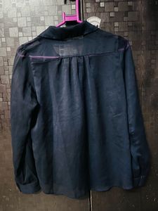 Sheer Ruffle Front Button-Up Blouse