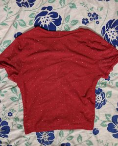 Sparkly Red Mesh Top