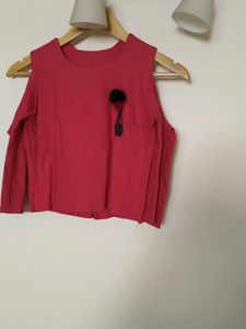 Red Cold Shoulder Crop Top