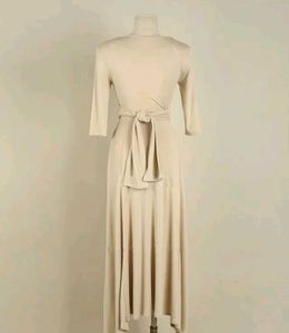 Elegant Beige Wrap imported dress