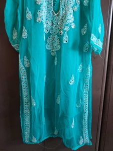 Turquoise Embroidered Kurta
