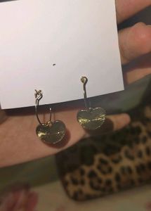 Red Heart Hoop Earrings
